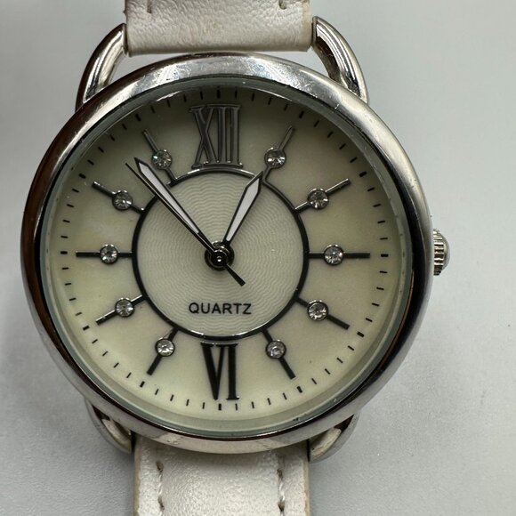 Accutime Accessories - 3/$30 Accutime Watch Women Silver Tone White Dial Faux Leather Band 9"